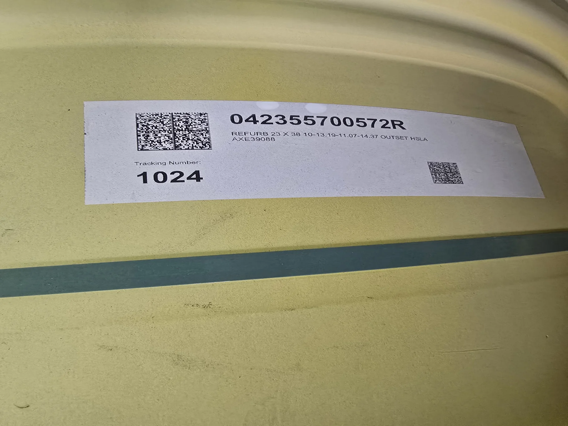 23 X 38 10-13.187-11.07-14.37 (OUTSIDE) HSLA DOLLY DUAL YELLOW WHEEL image 3