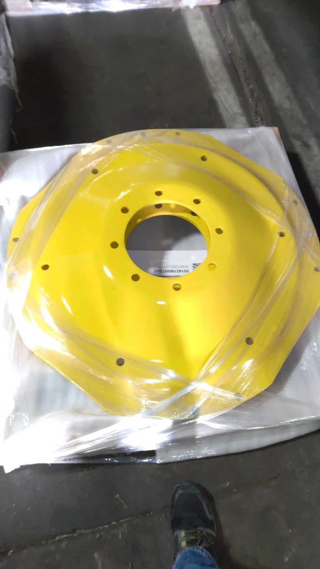 DISCS 38" WAFFLE 8-10.82-8.755 (4" DRAW) .843 BH WITH WEIGHT HOLES YELLOW