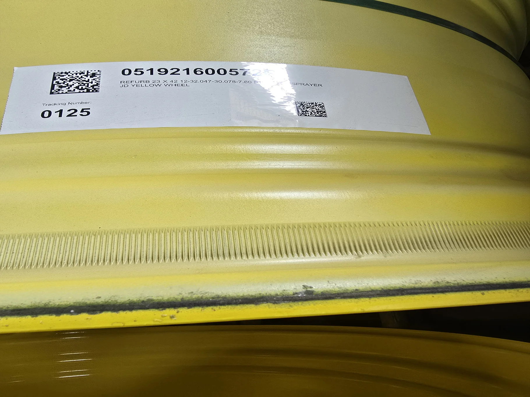 23 X 42 12-32.047-30.078-7.60 RIM & RAIL SPRAYER YELLOW WHEEL image 3