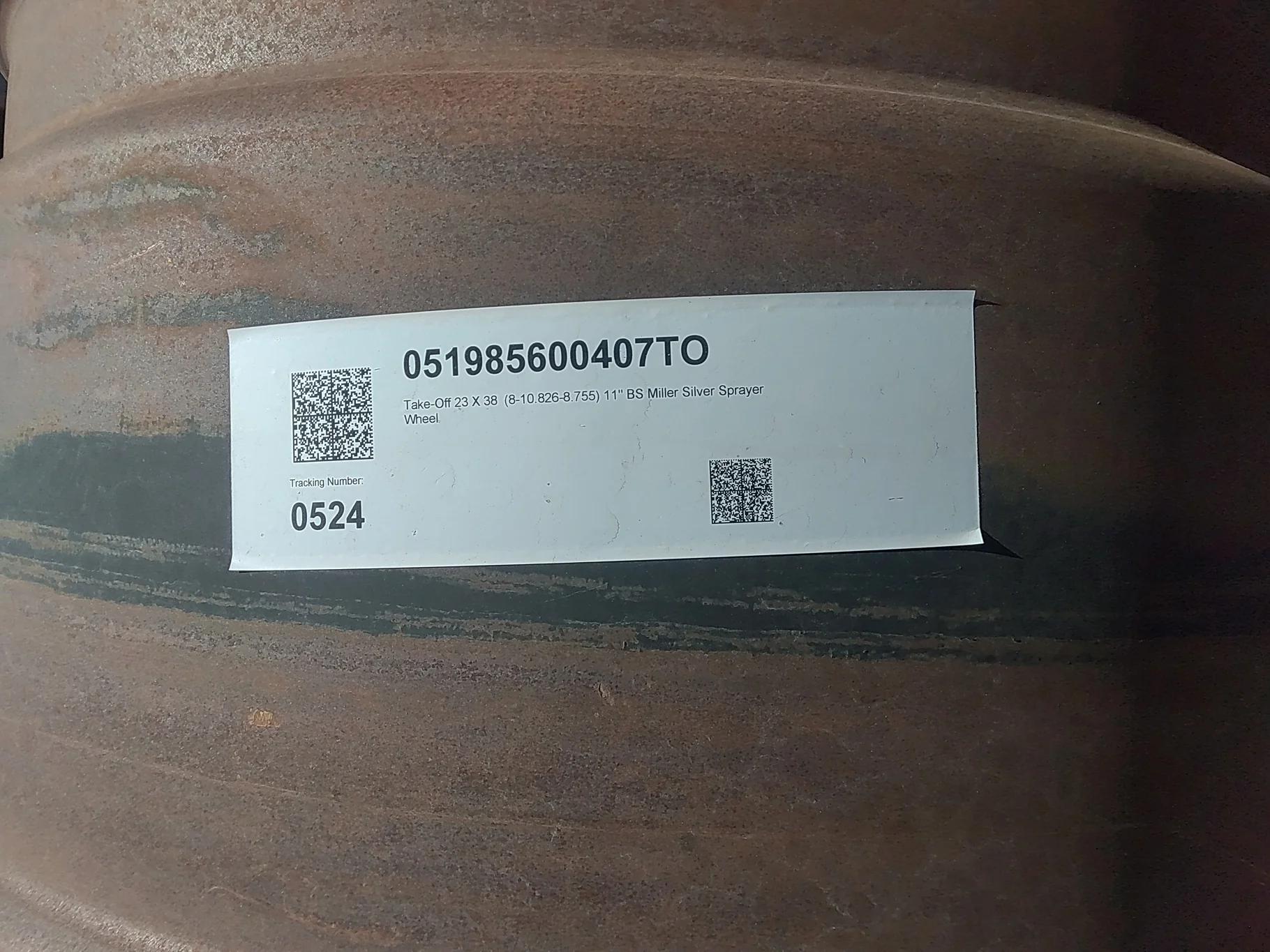 23 X 38 8-10.826-8.755 11" BS Miller Sprayer Sprayer Wheel