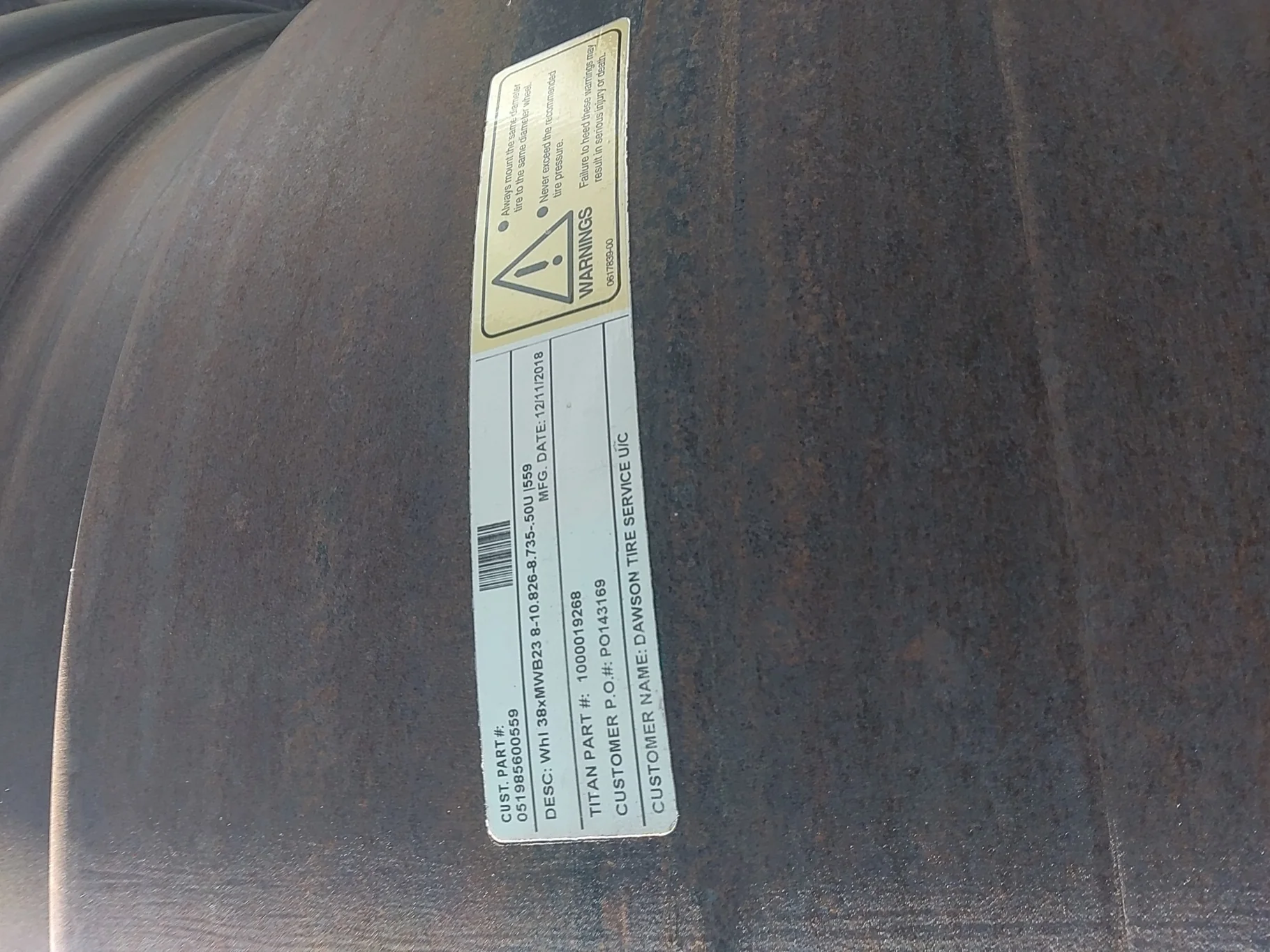 23 X 38 8-10.826-8.755 11" BS Miller Sprayer Sprayer Wheel image 4