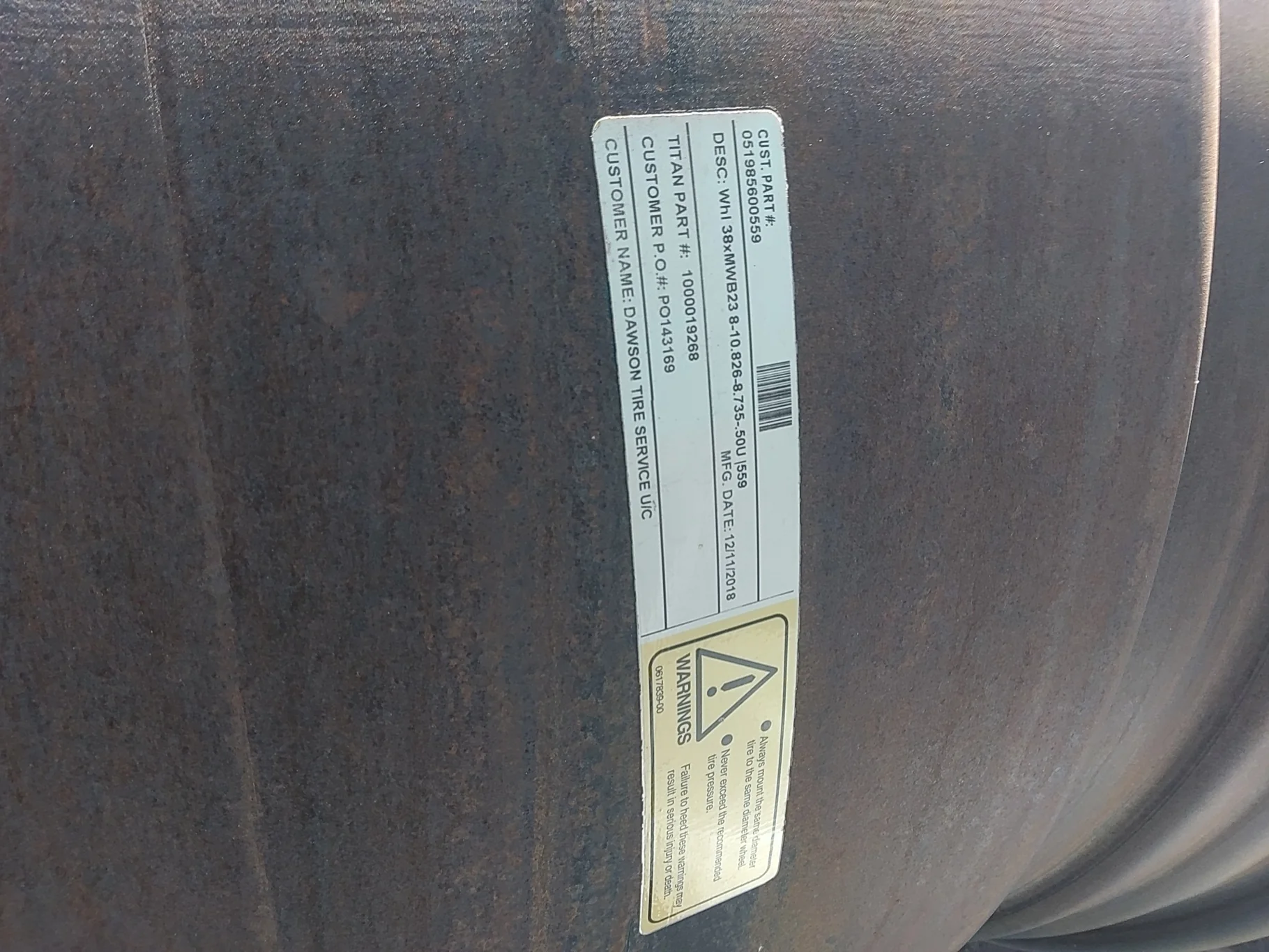 Take-Off 23 X 38 8-10.826-8.755 11" BS Miller Silver Sprayer Wheel image 4