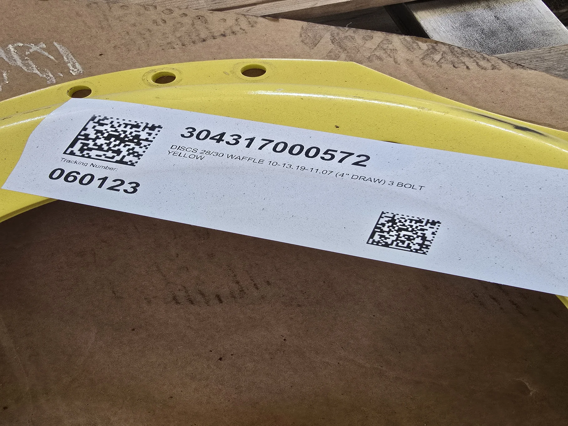 DISCS 28/30 WAFFLE 10-13.19-11.07 (4" DRAW) 3 BOLT YELLOW RECONDITIONED image 4