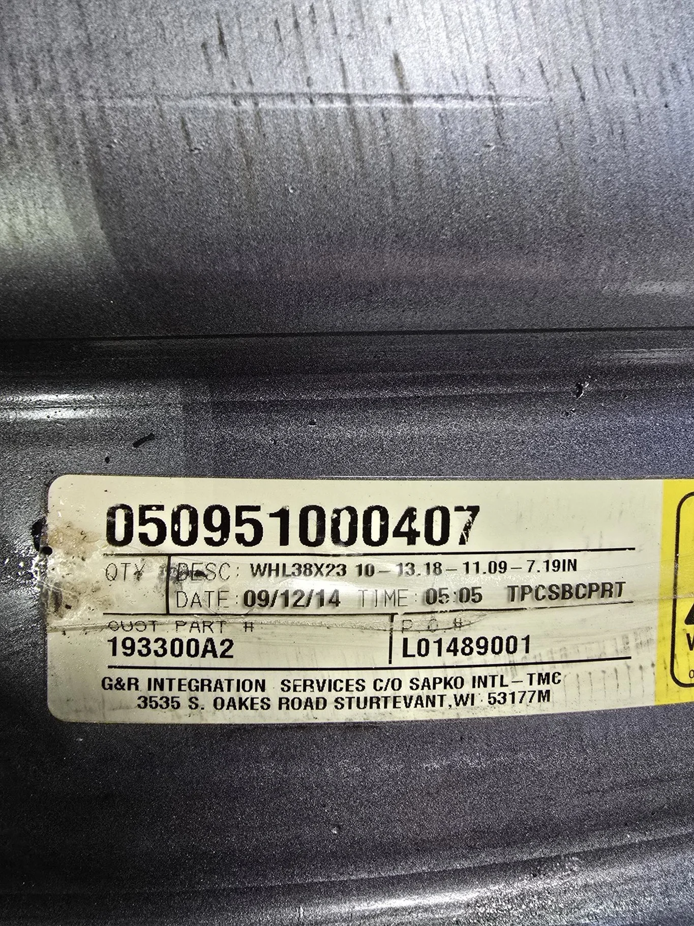 Used 23 x 38 10-13.19-11.07 Solid Case Silver Wheel image 4