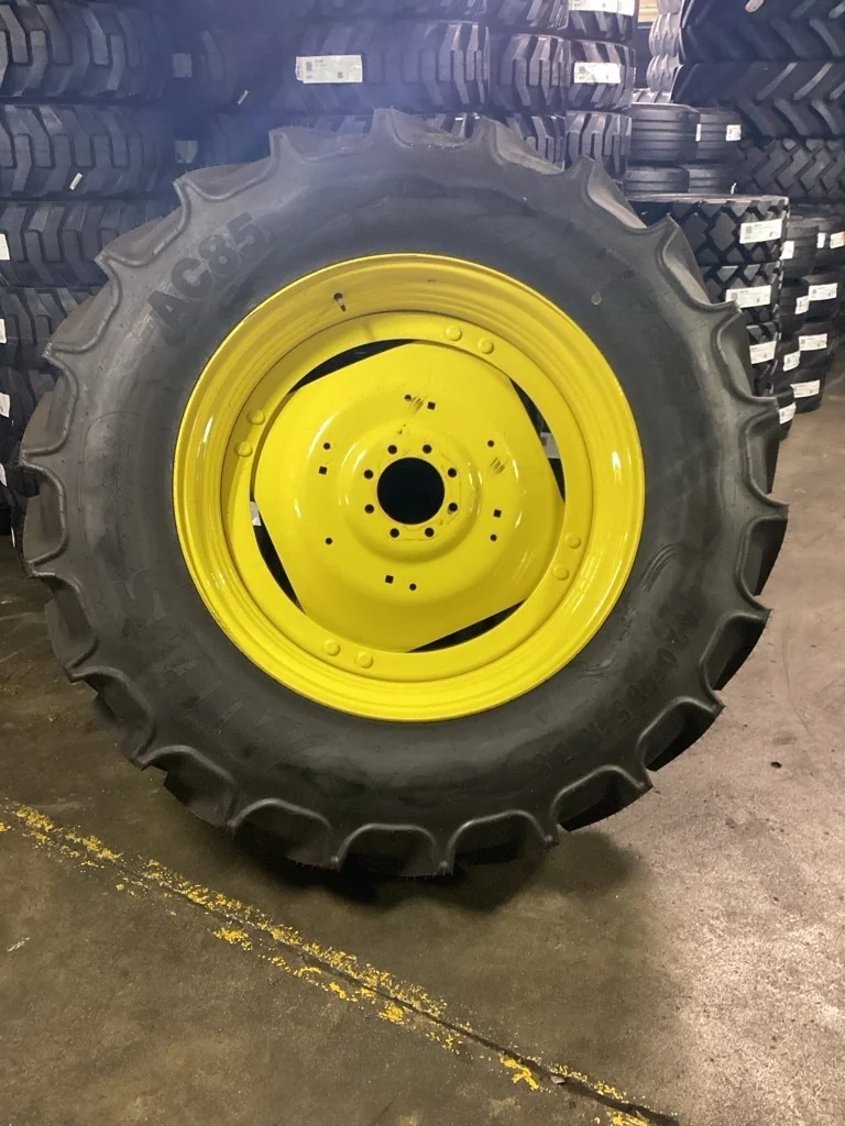 Take-Off 420/85R38 144A8 Mitas AC85 TL R-1W 95-100% On 15 x 38 8-8-6 4/2 Rail Yellow Wheel w/ Disc