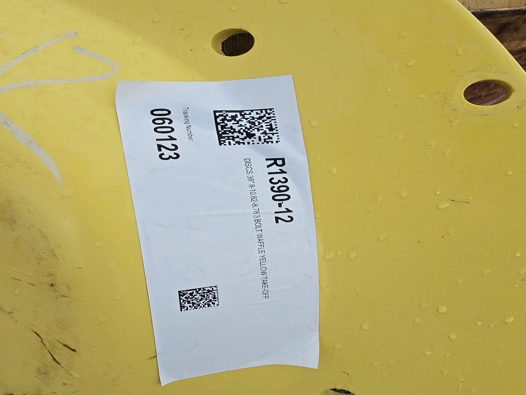 Take-Off 38" DISCS 8-10.82-8.78 3 BOLT WAFFLE YELLOW