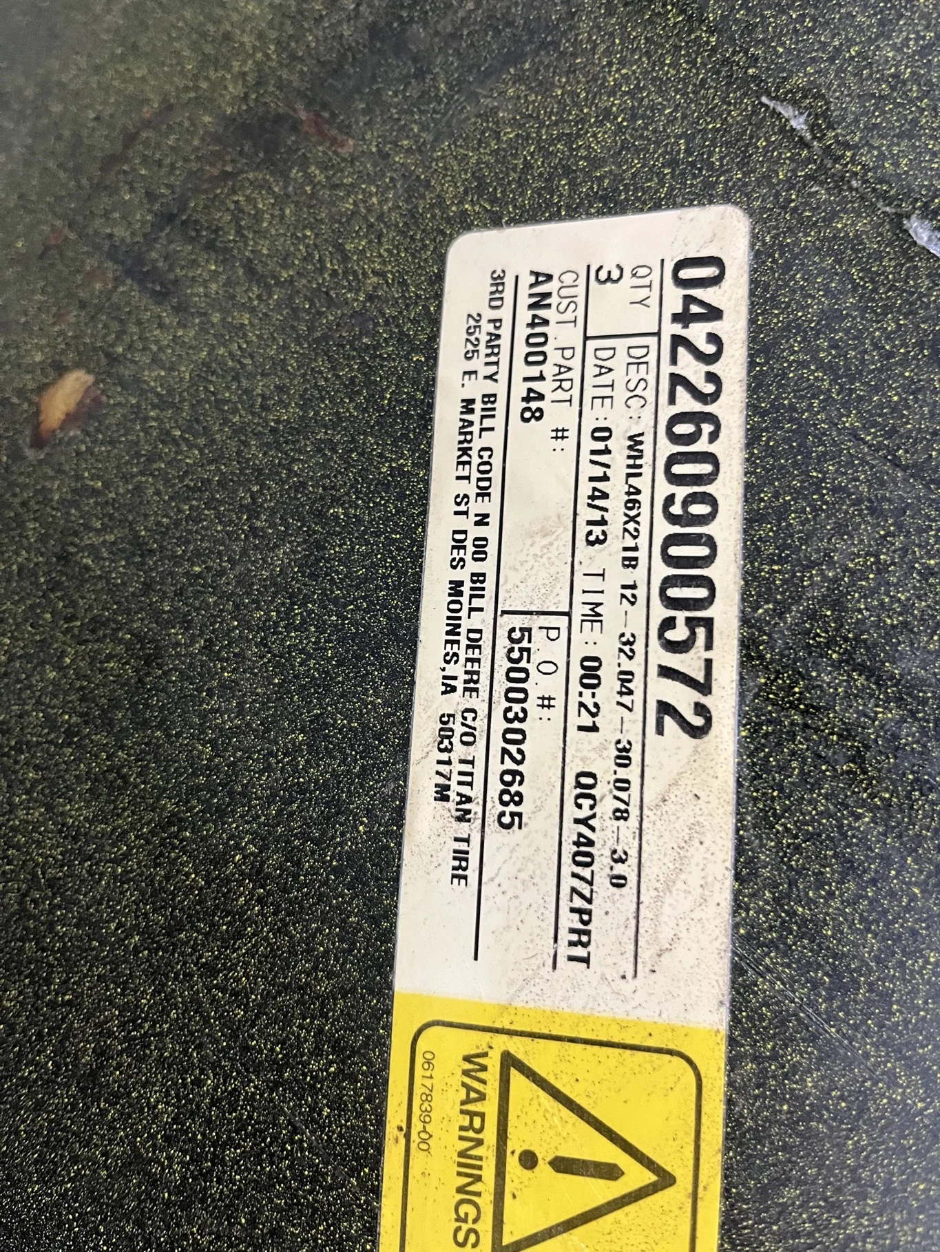 Used 21 x 46 12-32.047-30.078 Rim & Rail Yellow Wheel image 6