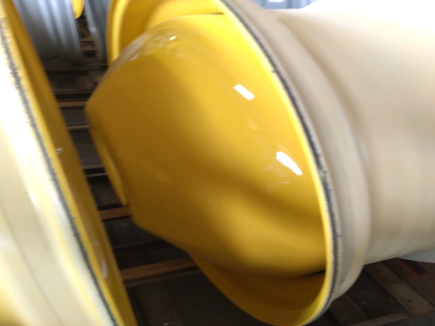 18 X 42 10-13.187-11.07-14.4 (INSIDE) DOLLY DUAL YELLOW WHEEL RECONDITIONED image 2