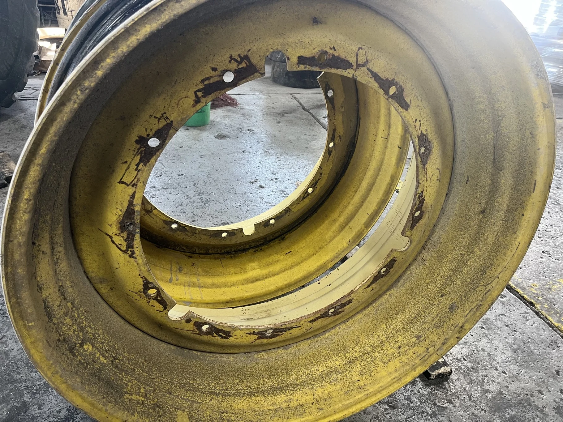 Used 20 x 46 12-32.047-30.17 Rim & Rail Yellow Wheel