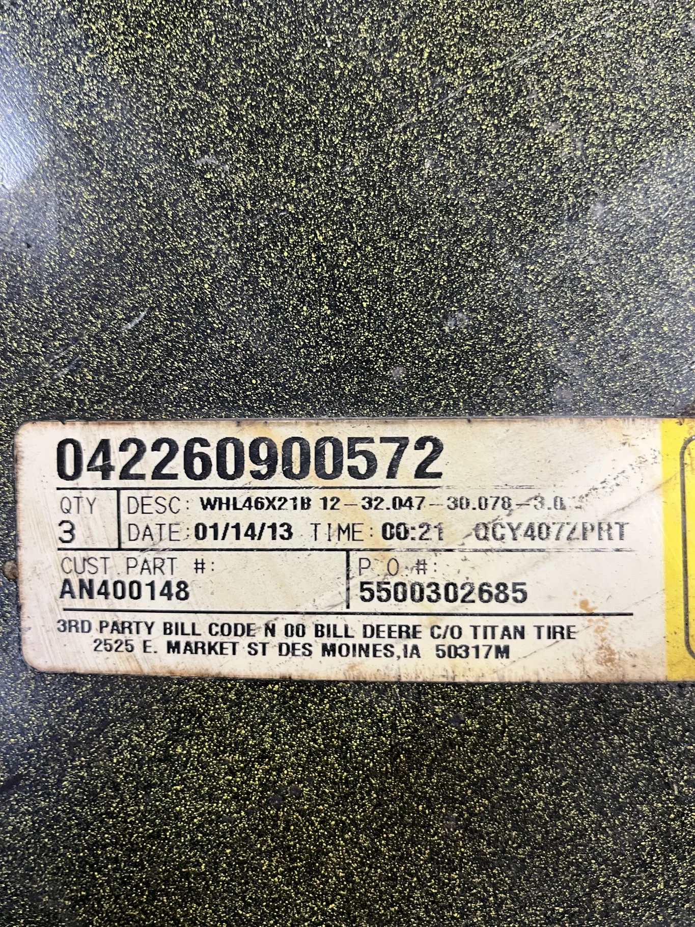 Used 21 x 46 12-32.047-30.17 Rim & Rail Yellow Wheel image 5