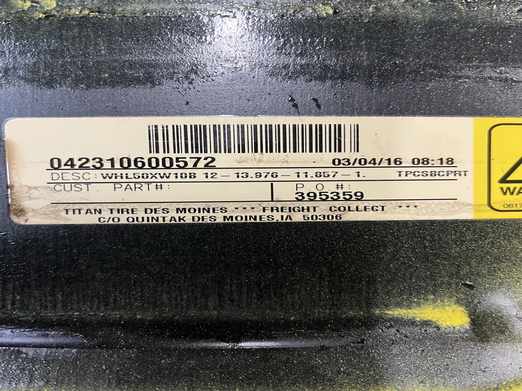 Take-Off 10 X 50 12-13.976-11.857-1 Dual Yellow Wheel