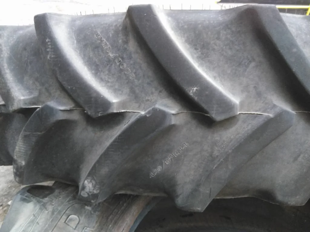 Used 420/85R34 147A8 Goodyear Optitrac TL R-1W 80-85% (Cuts, Bead Damage, Weather Checking) image 3