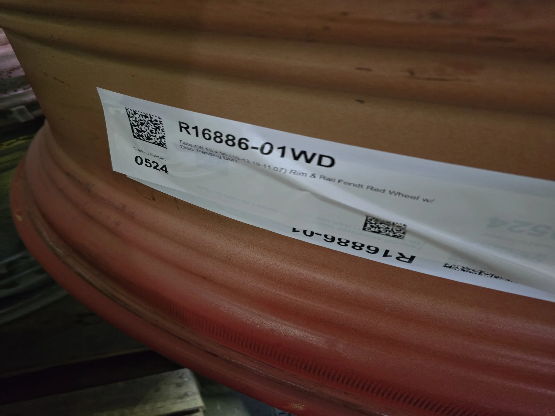 Take-Off 15 x 50 10-13.19-11.07 Rim & Rail Fendt Red Wheel w/ Disc image 3
