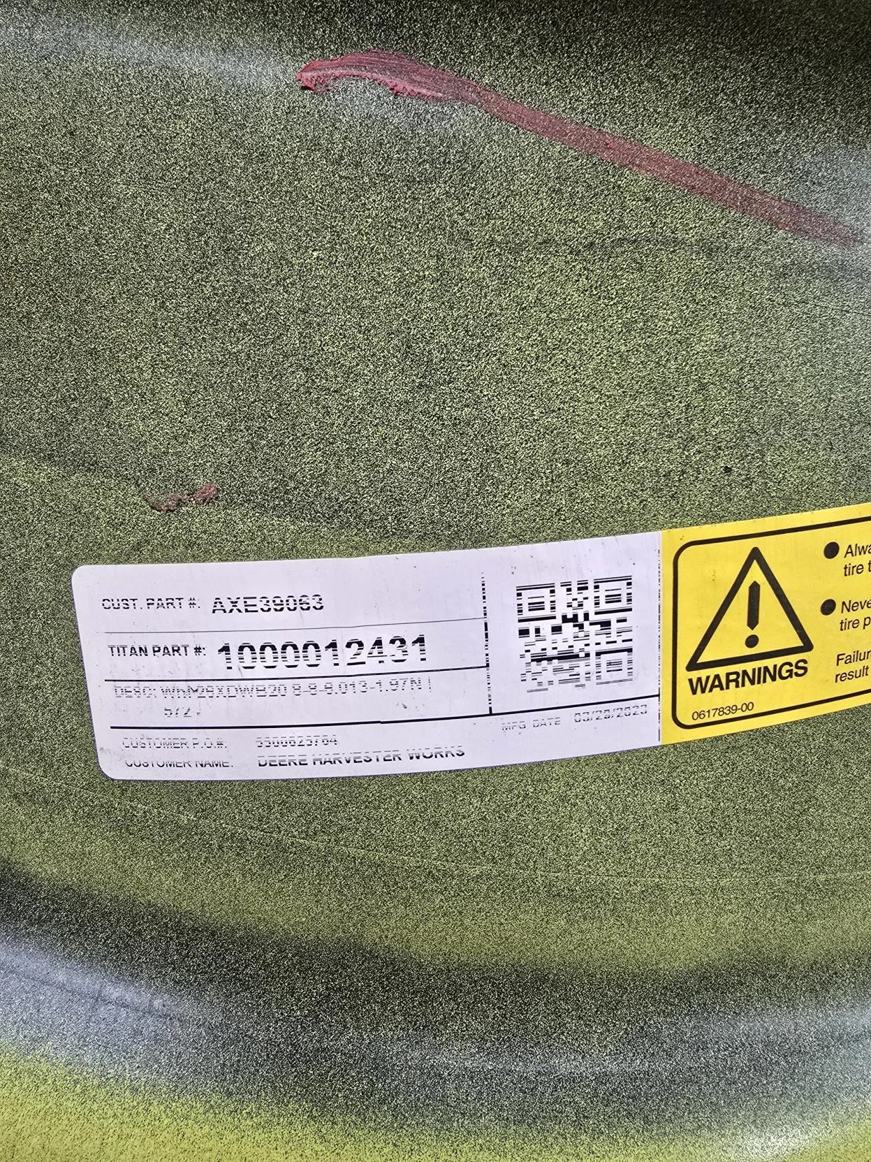 Take-Off  20 x 26 8-8-6 JD Yellow Combine Wheel image 3