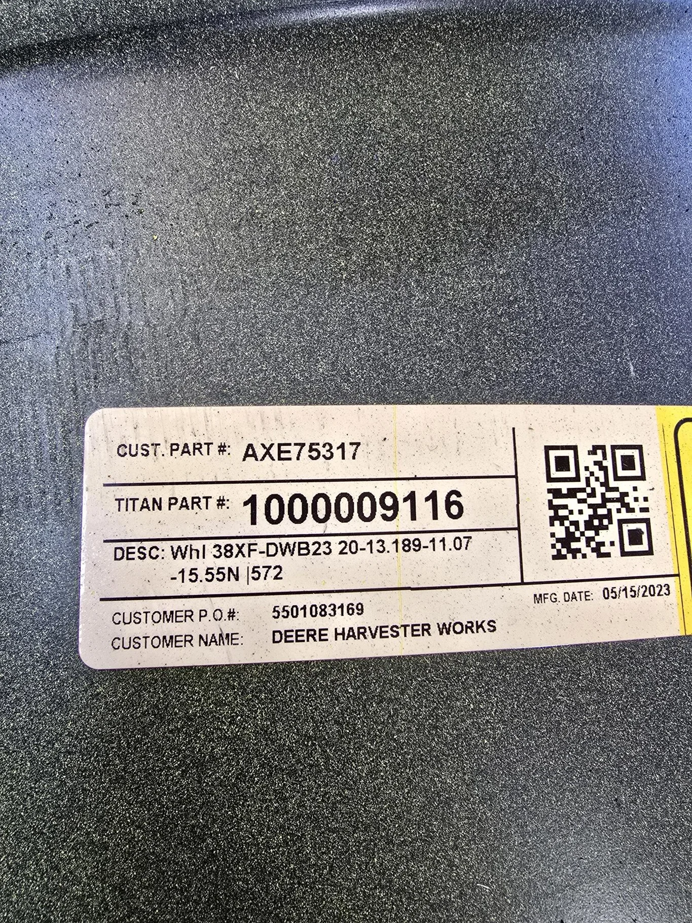 Used 23 x 38 20-13.189-11.07 Yellow Dolly Dual Wheel image 3