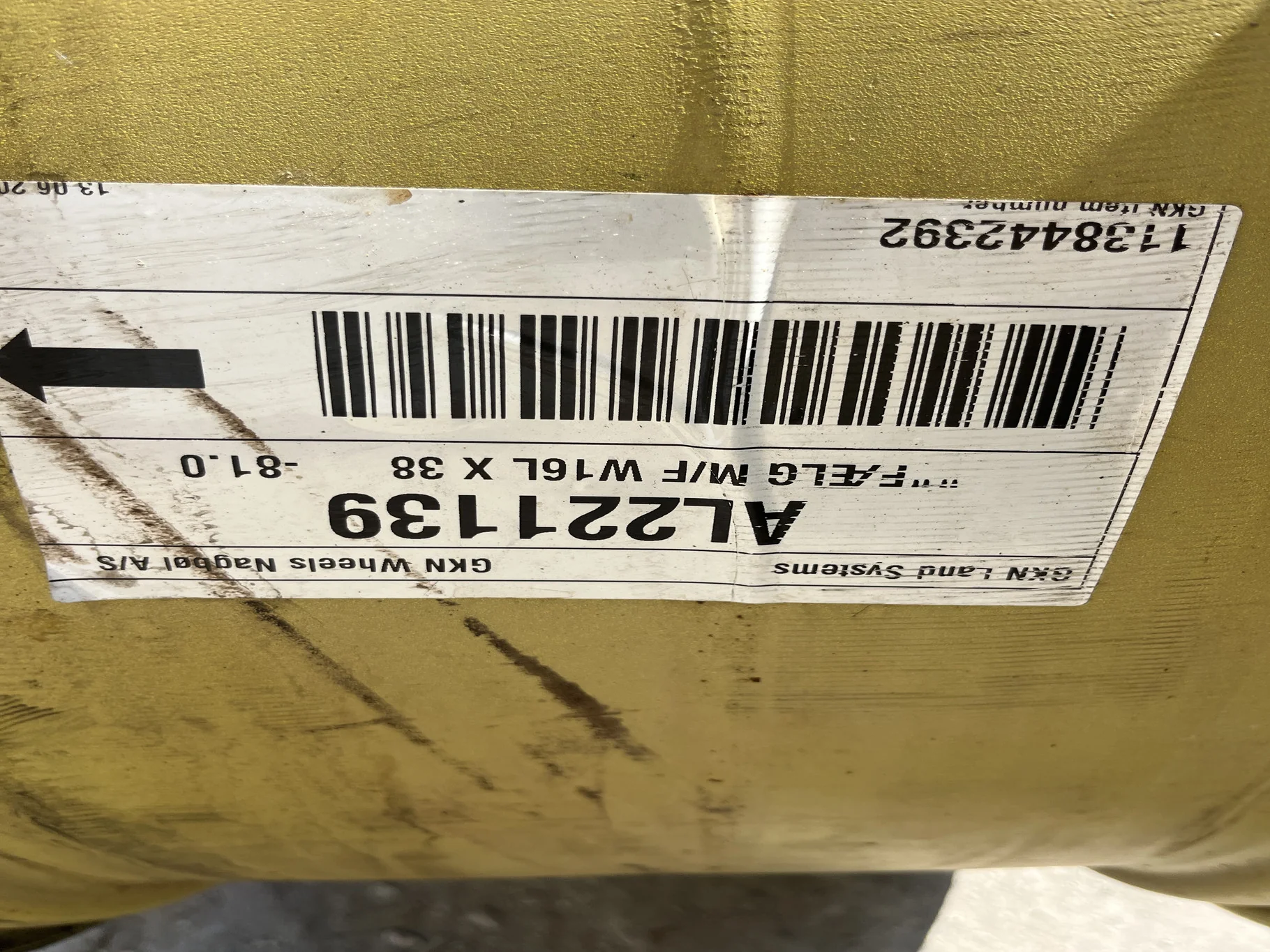 Take-Off 15 x 38 12-32.047-30.078 Rim & Rail Yellow Wheel image 3