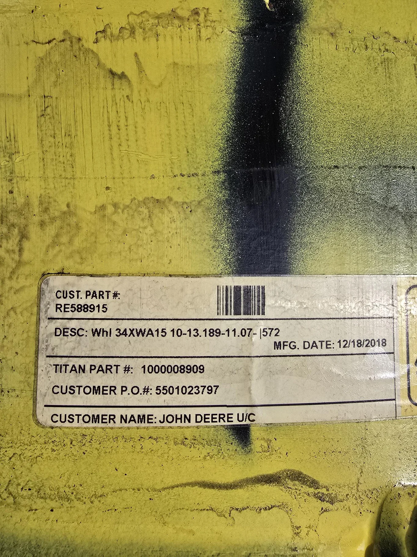 Used 15 x 34 10-13.189-11.07 Rim & Rail Yellow Wheel w/ Disc image 3