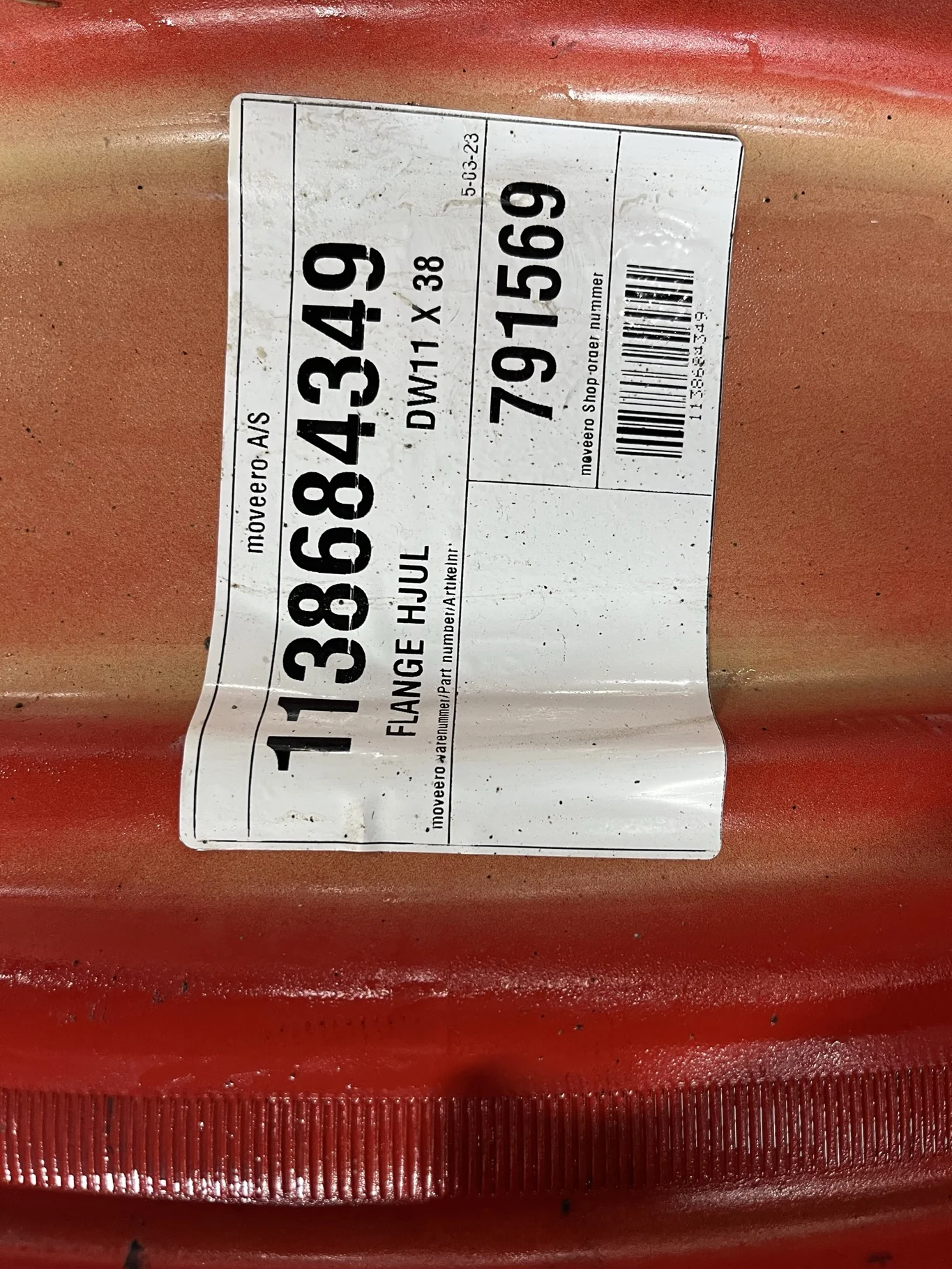 Take-Off 11 x 38 12-16.732-14.620 Moveero Rim & Rail Fendt Red Wheel w/ Disc image 3