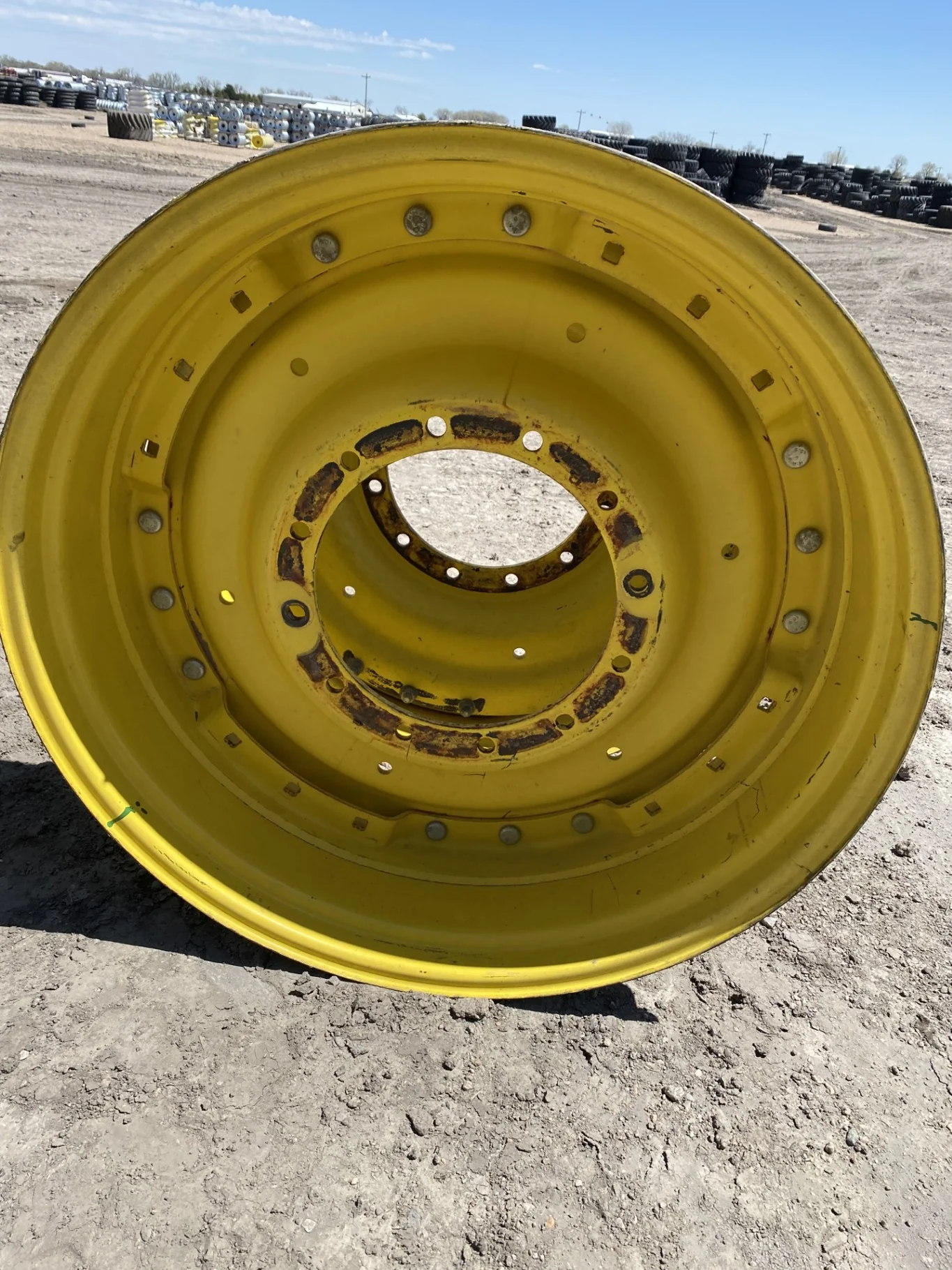 Used 12 x 38 12-16.732-14.620 Waffle 3 Bolt Yellow Wheel w/Disc
