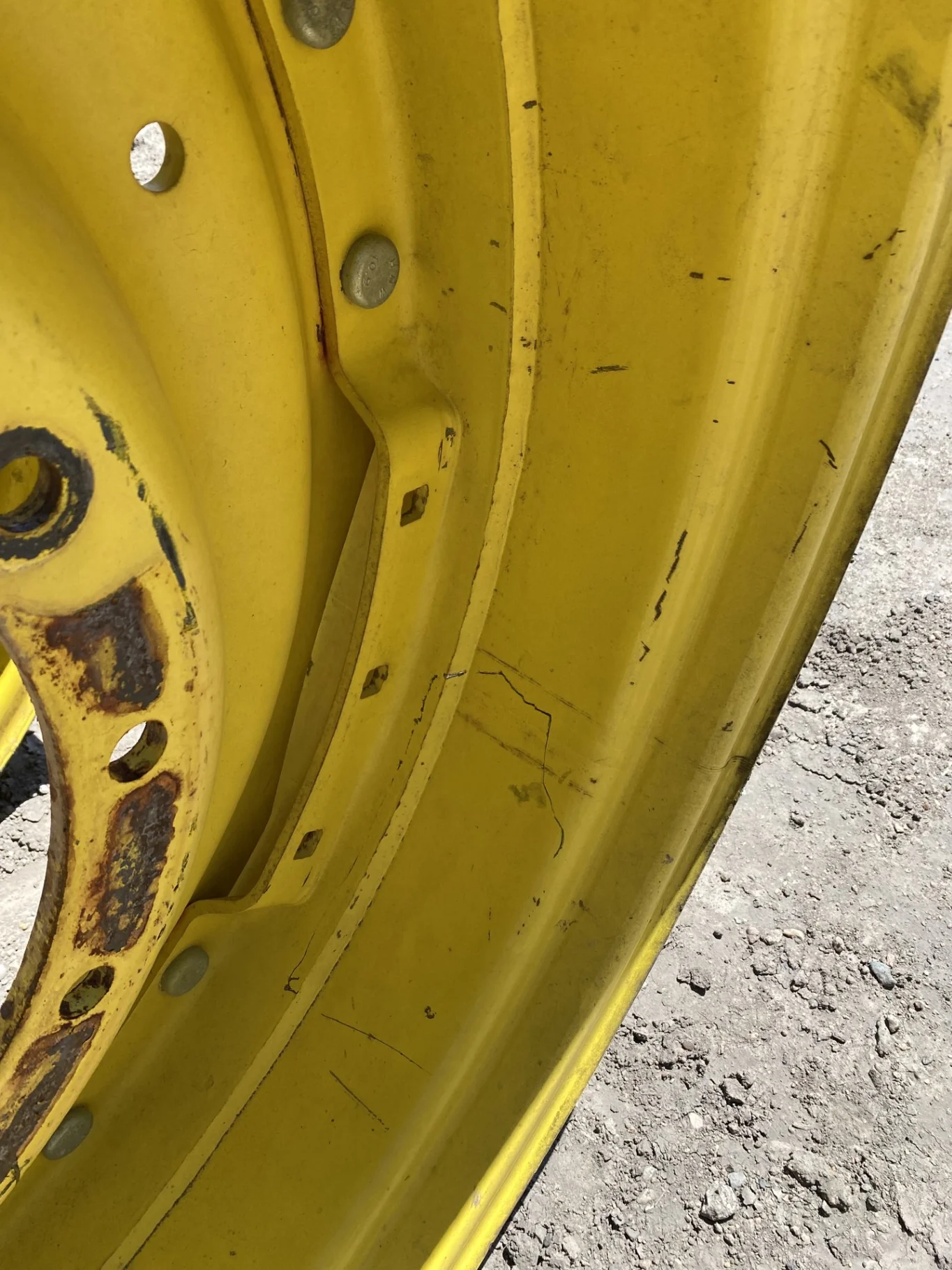 Used 12 x 38 12-16.732-14.620 Waffle 3 Bolt Yellow Wheel w/Disc image 3