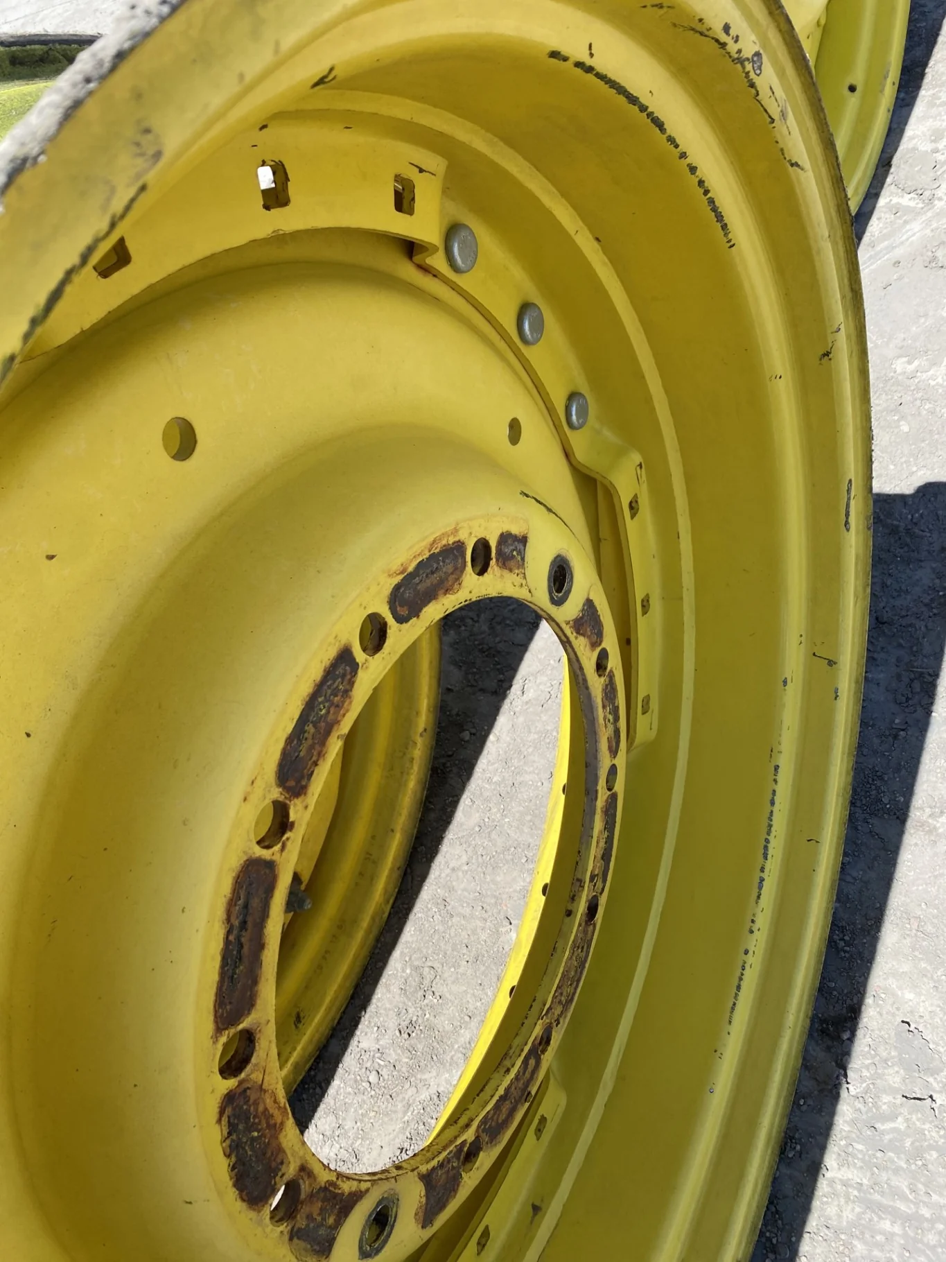Used 12 x 38 12-16.732-14.620 Waffle 3 Bolt Yellow Wheel w/Disc image 4
