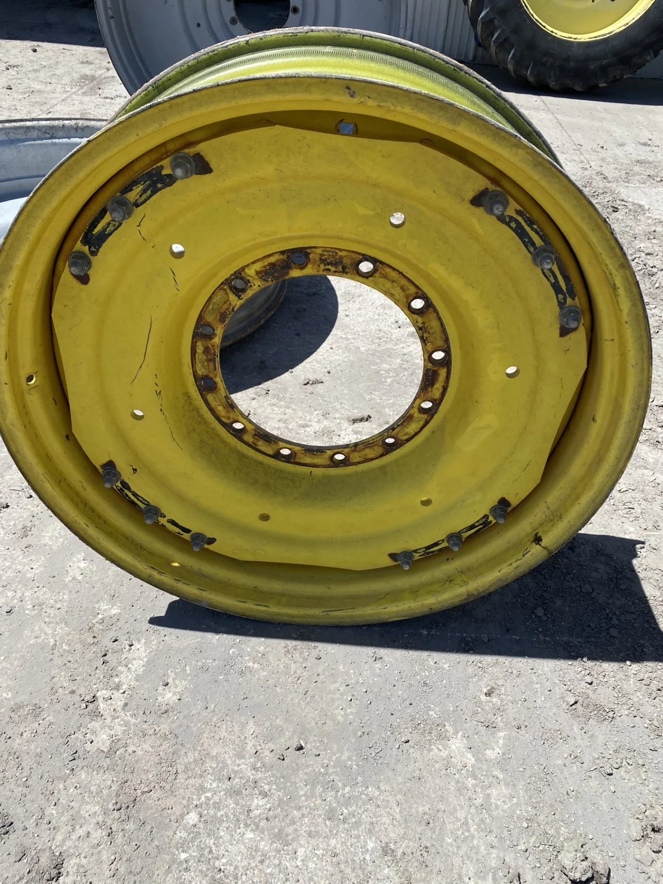 Used 12 x 38 12-16.732-14.620 Waffle 3 Bolt Yellow Wheel w/Disc image 5