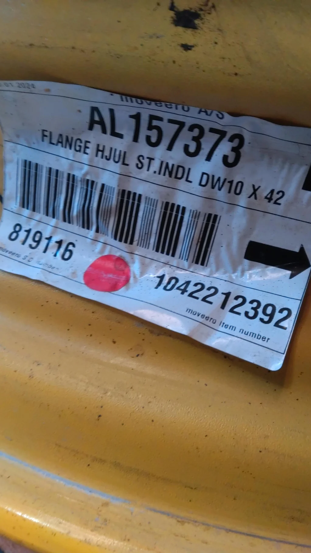 Take-Off 10 X 42 8-10.82-8.748 4/2 Rail Ag Yellow Wheel w/ Disc image 2