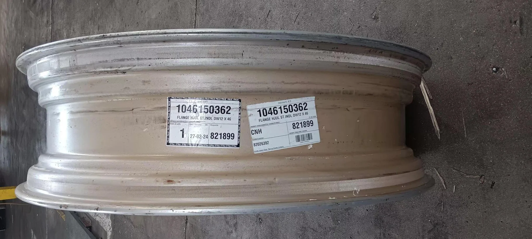 Take-Off 12 X 46 8-10.82-8.78 Rim & Rail Case Silver Wheel w/ Disc