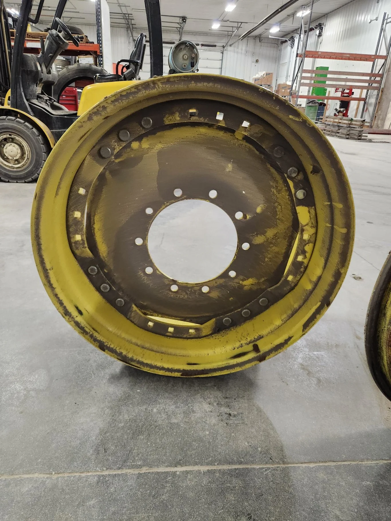 Used 15 x 34 10-13.19-11.07 Waffle 3 Bolt Yellow Wheel w/ Disc