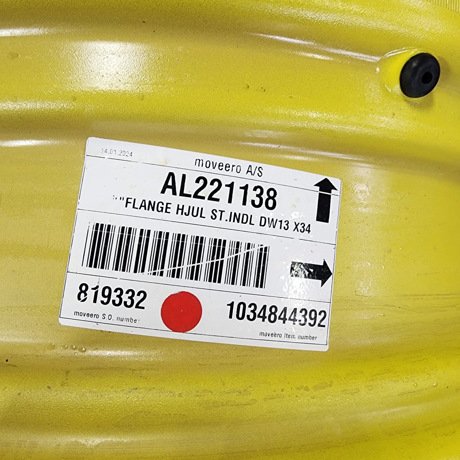 Take-Off 13 X 34 10-13.19-11.07 4/2 Rail Yellow Wheel w/ Disc image 2