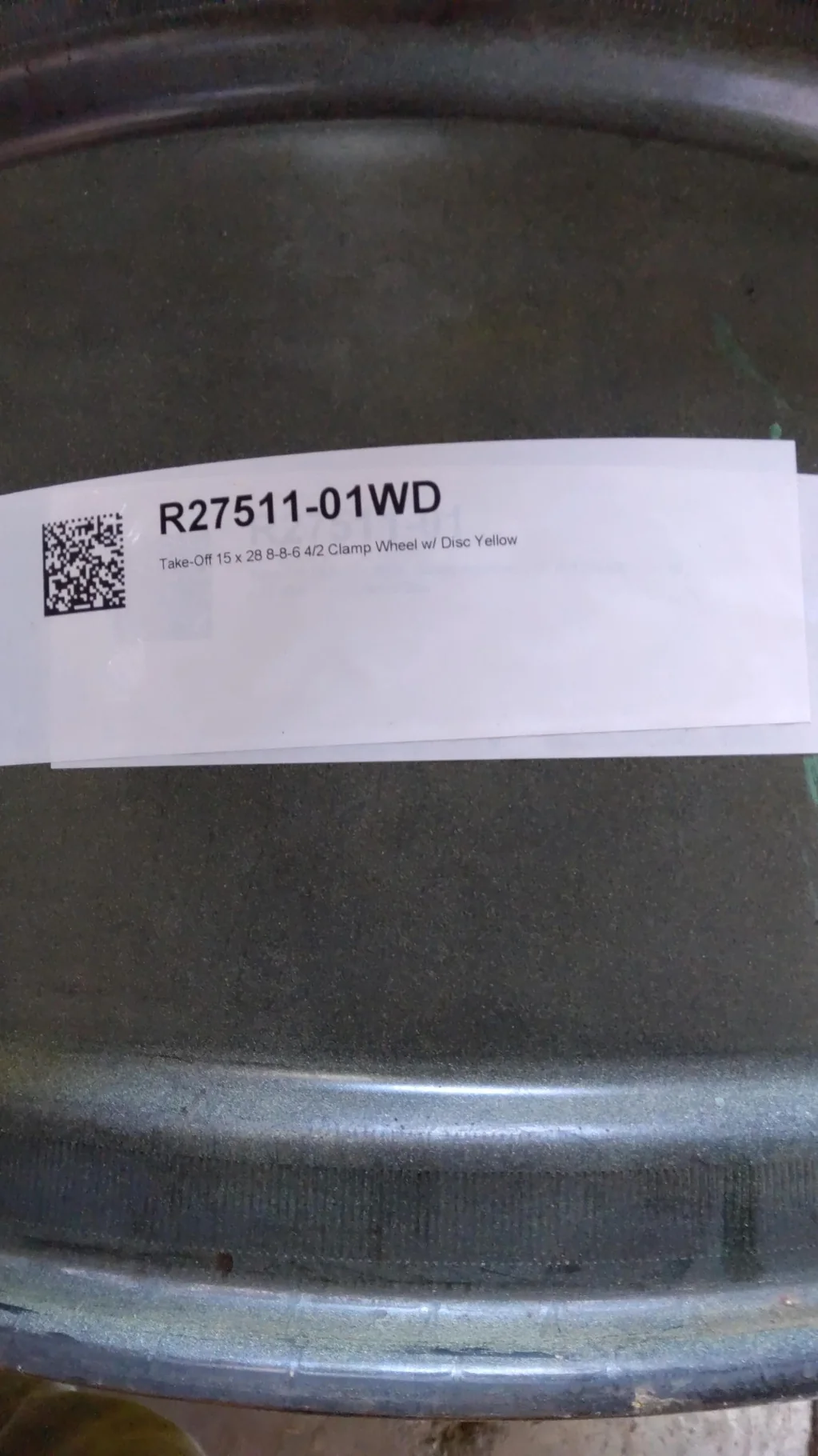 Take-Off 15 x 28 8-8-6 4/2 Clamp Wheel w/ Disc Yellow image 2