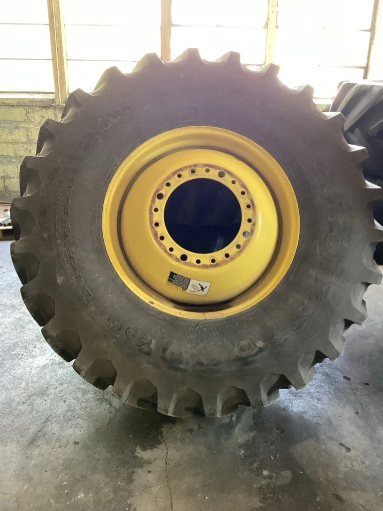 Used 650/85R38 173D Firestone DT 23 TL R-1W 85-90% On 23 X 38 20-18.5-15.3125 X9 DD Yellow Wheel