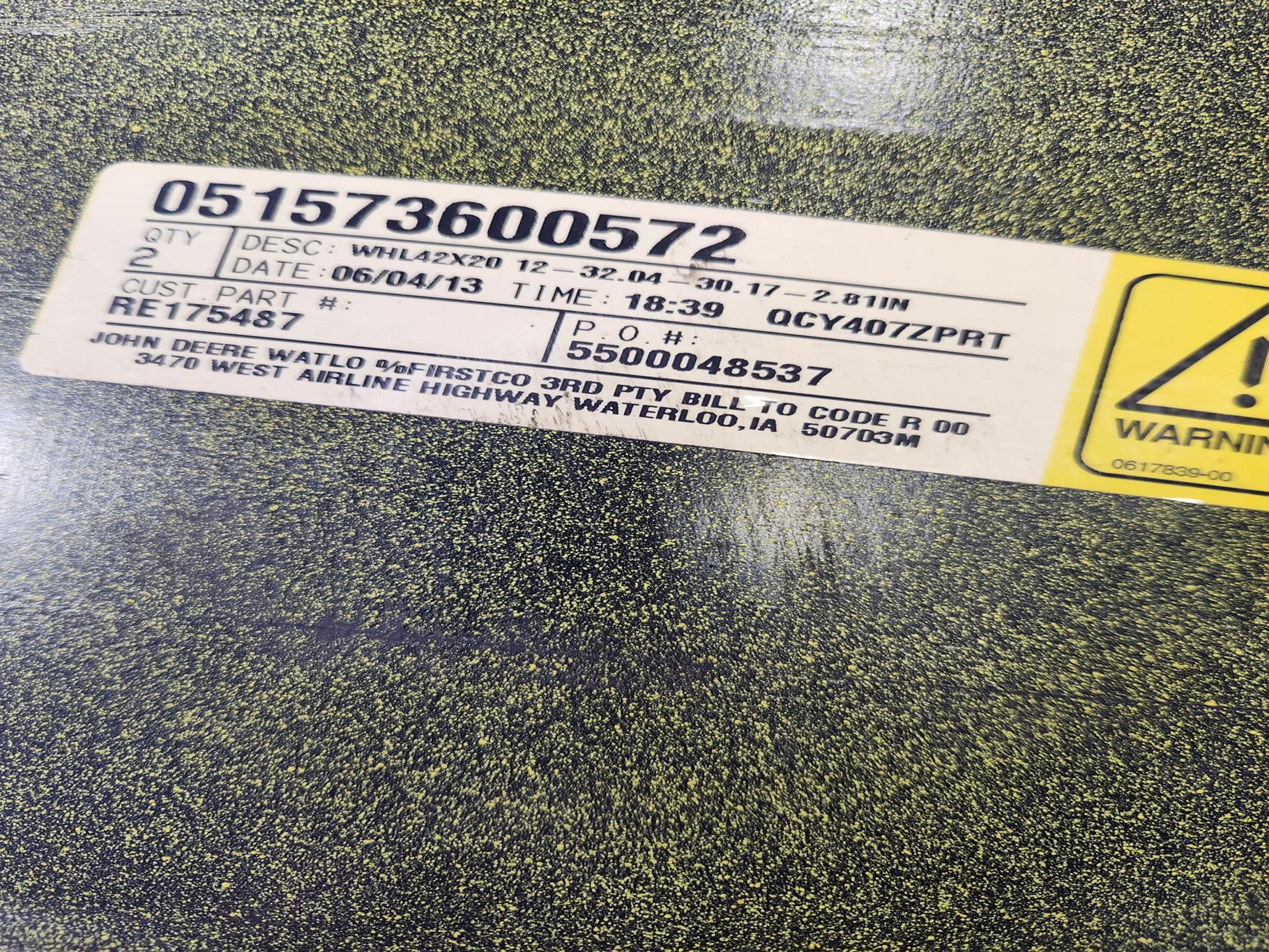 Used 20 x 42 12-32.047-30.17-2.81IN Rim & Rail Yellow Wheel