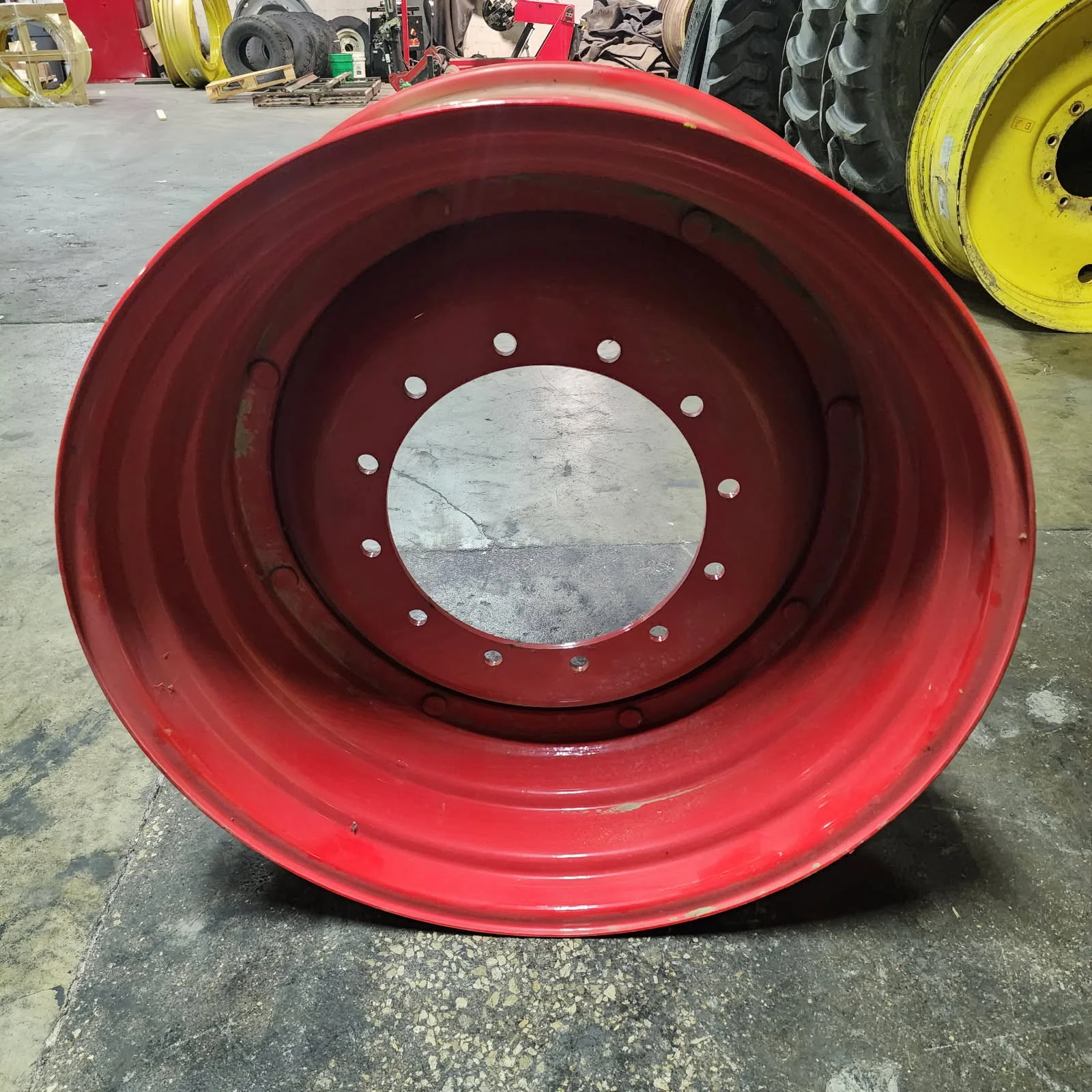 Used 14 x 34 12-16.732-14.620 Rim & Rail Fendt Red Wheel w/ Disc image 3