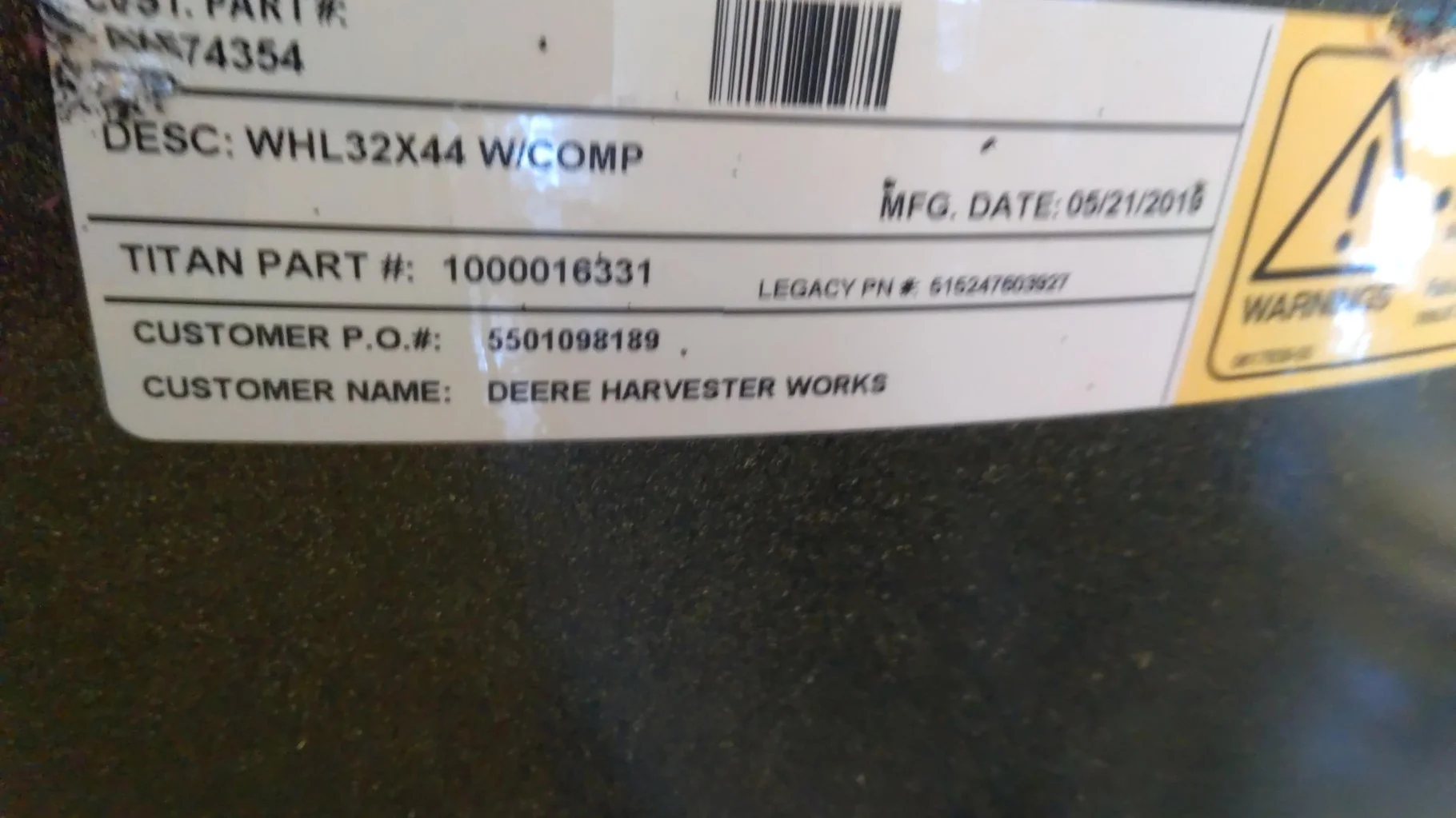 Used 44 x 32 20-13.19-11.07 Combine Wheel Yellow