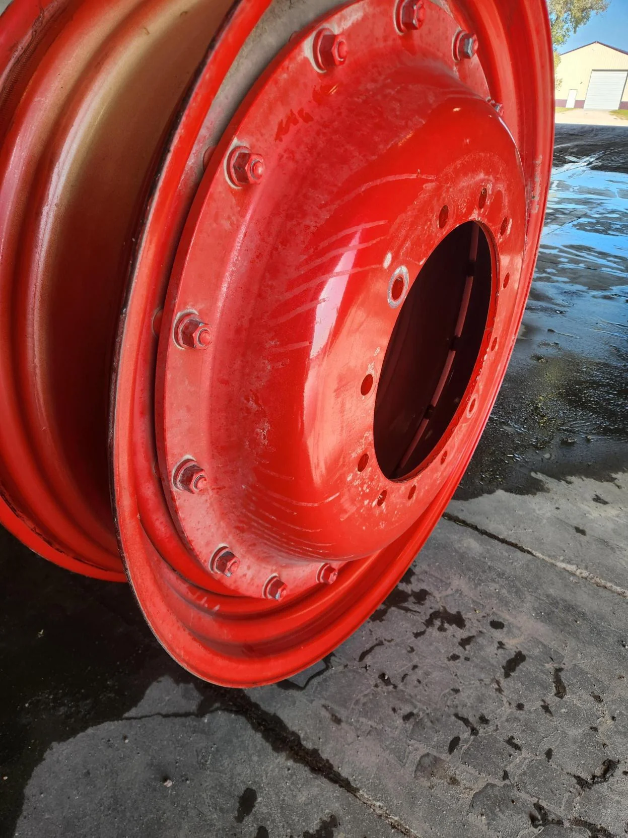 Used 12 X 38 12-16.732-14.620 Rim & Rail Fendt Red Wheel w/Disc image 2