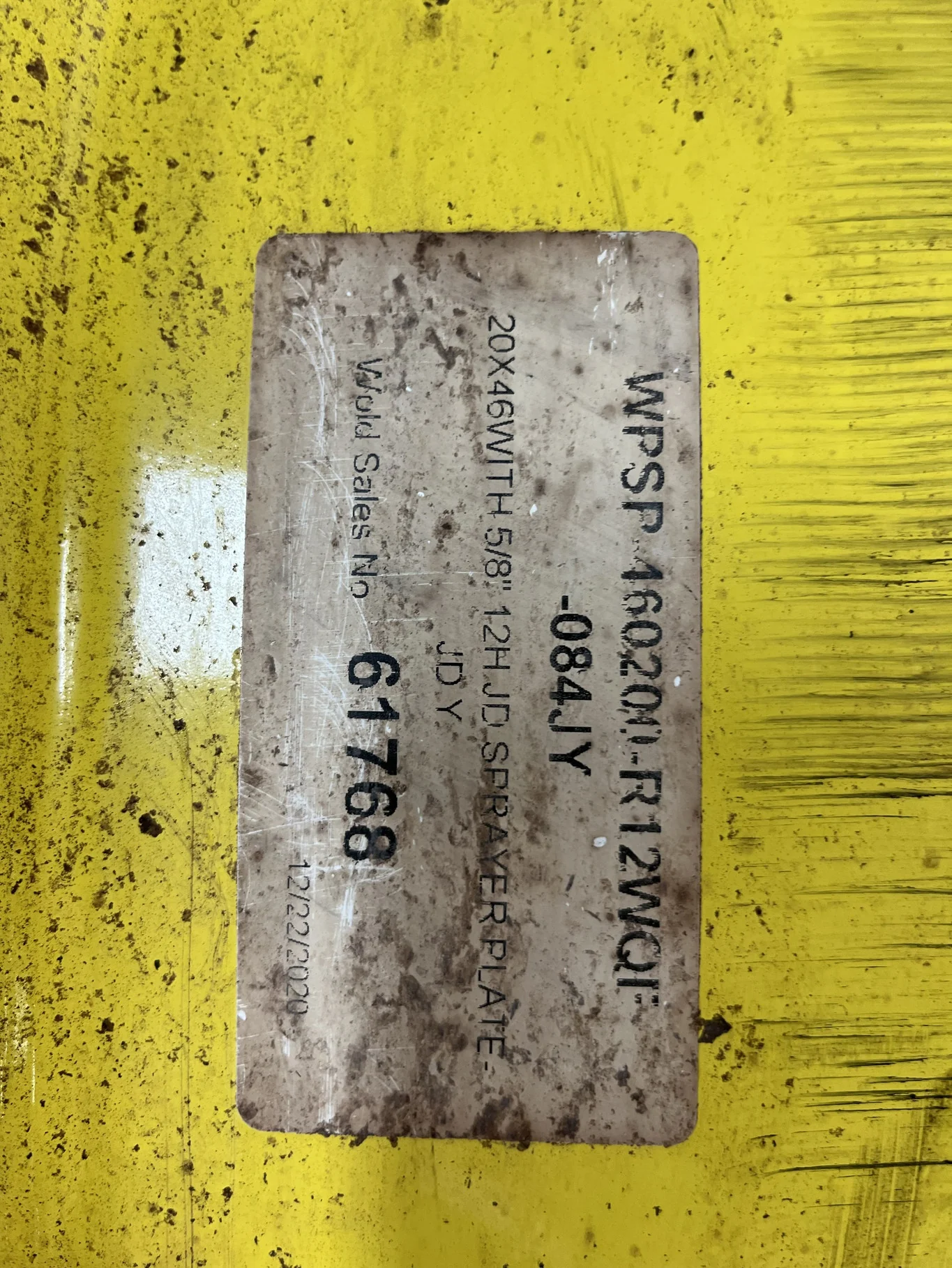 Used 20 x 46 (12-32.047-30.078) Rim & Rail Yellow Wheel image 3