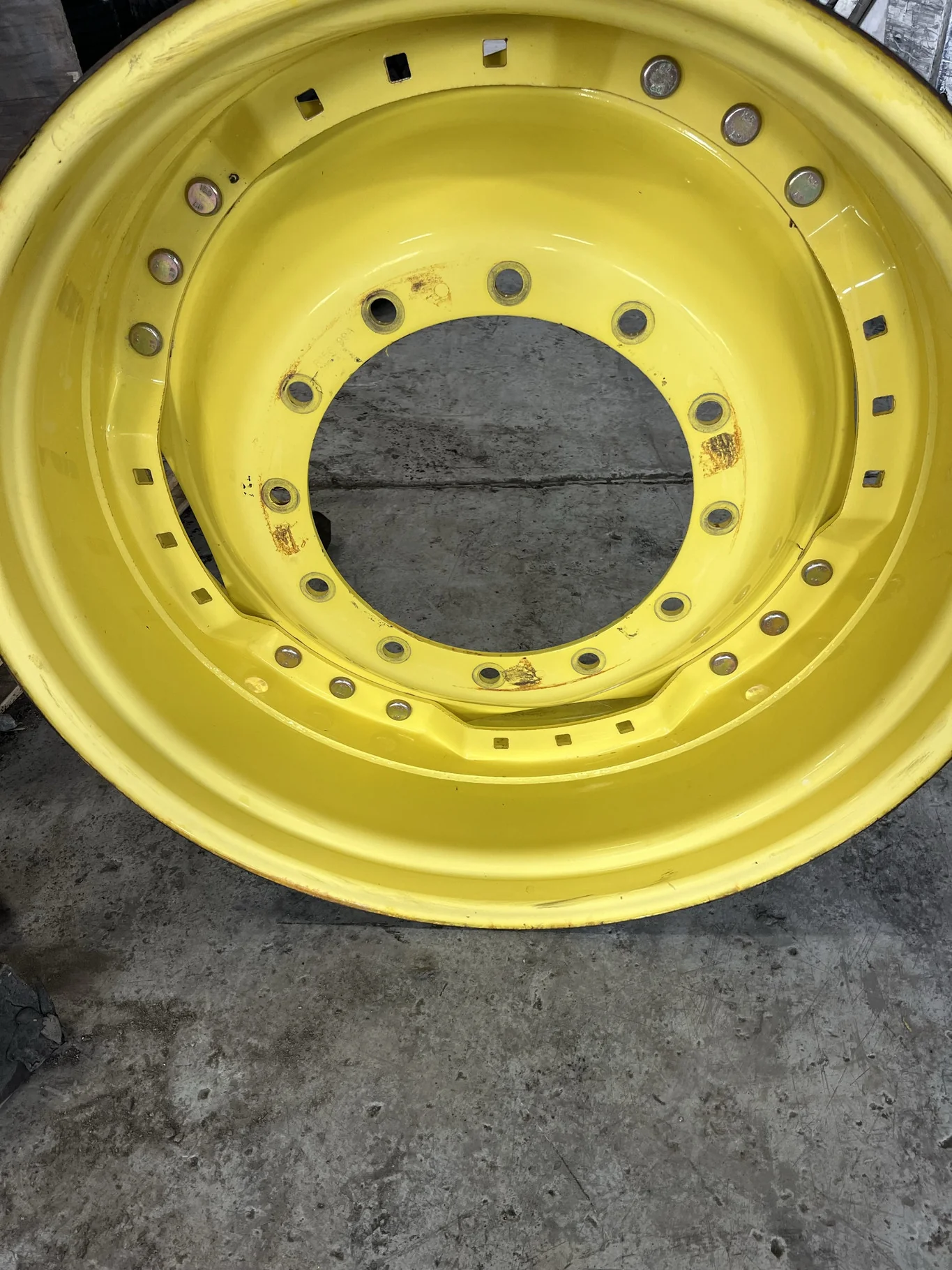 Used 13 x 34 12-16.732-14.640 Waffle 3 Bolt Yellow Wheel w/ Disc