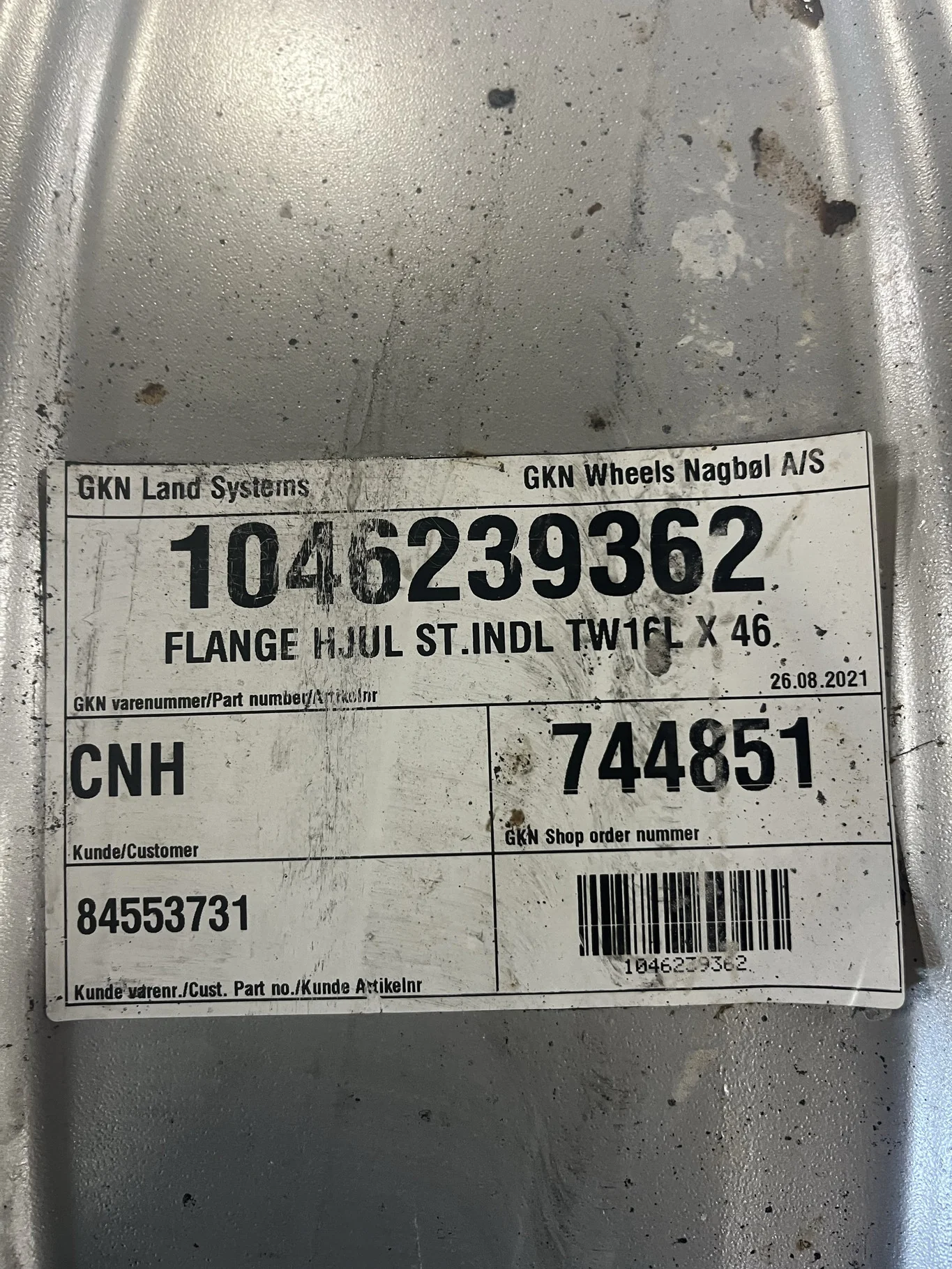Used 16 x 46 10-13.19-11.07 Rim & Rail Silver Wheel w/ Disc image 3