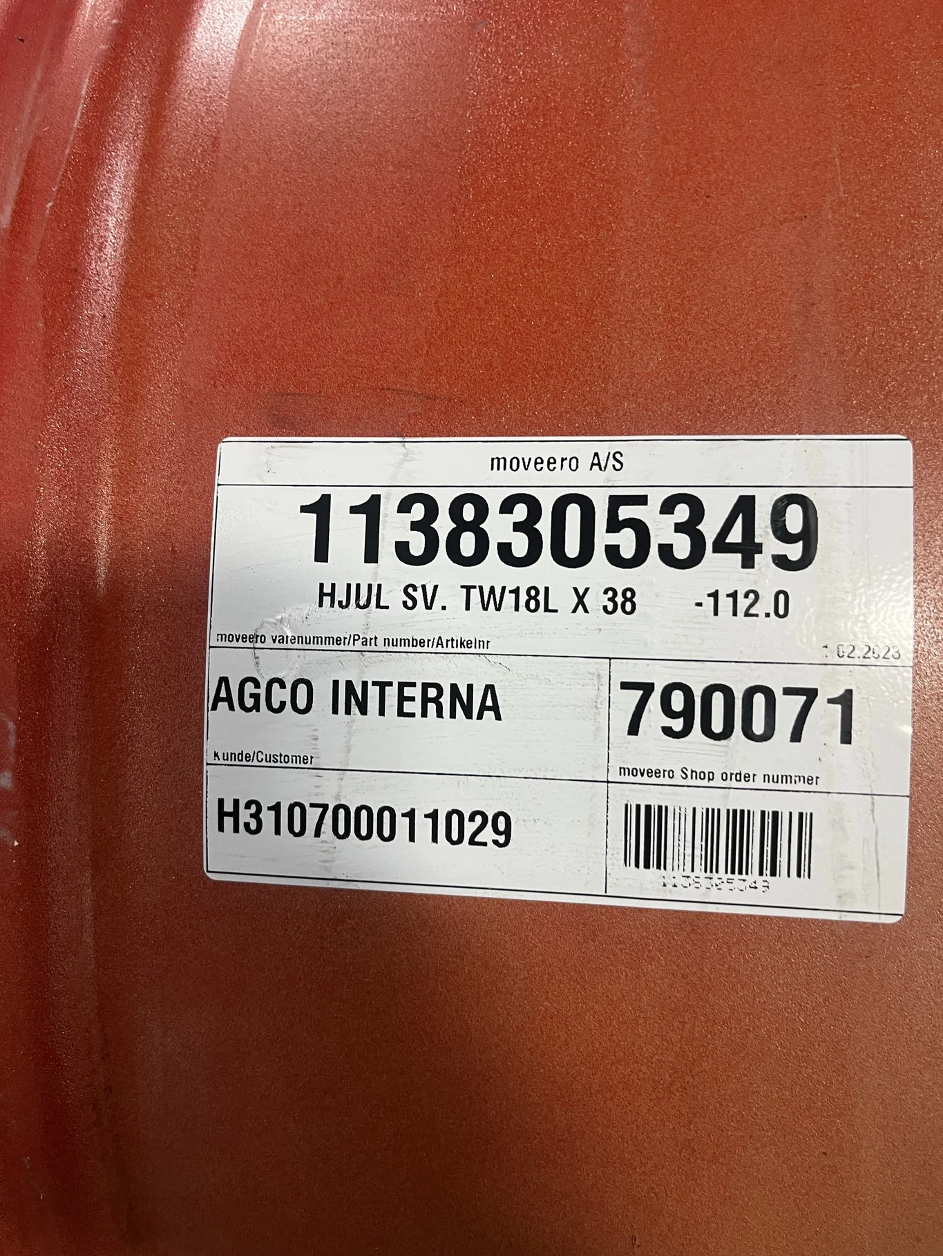 Take-Off 18 x 38 8-10.82-8.78 Fendt Red Dual Wheel image 3