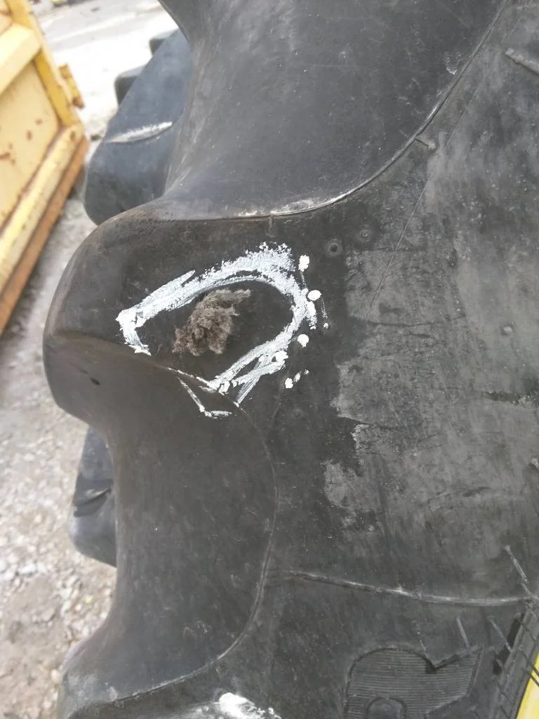 Used 320/85R38 143A8 Goodyear STR DT800 TL R-1W 75-80% On 10 X 38 (12-16.732-14.640)  Rim & Rail