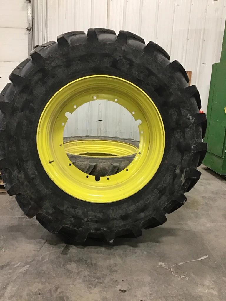 Used 520/85R42 157D Firestone Performer 85 Extra 90-95% On 18 x 42 12-32.047-30.078 R&R Yellow Wheel
