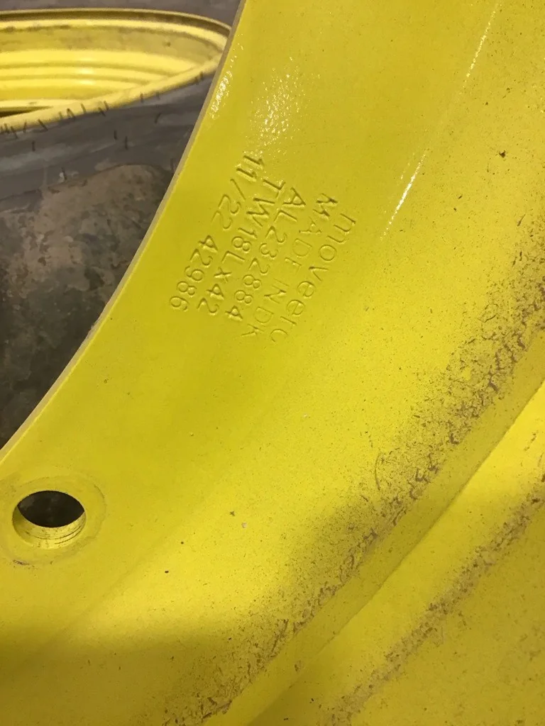 Used 520/85R42 157D Firestone Performer 85 Extra 90-95% On 18 x 42 12-32.047-30.078 R&R Yellow Wheel image 7