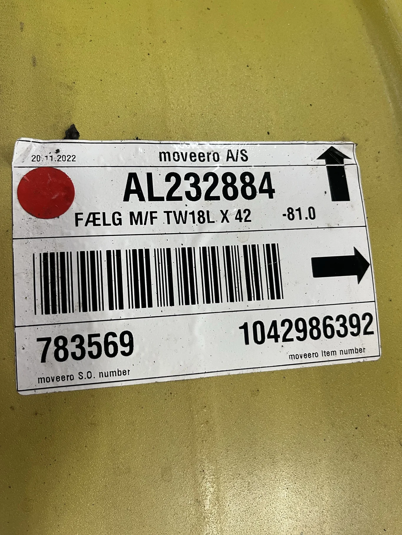Used 18 x 42 12-32.047-30.078 Rim & Rail JD Ag Yellow Wheel image 2