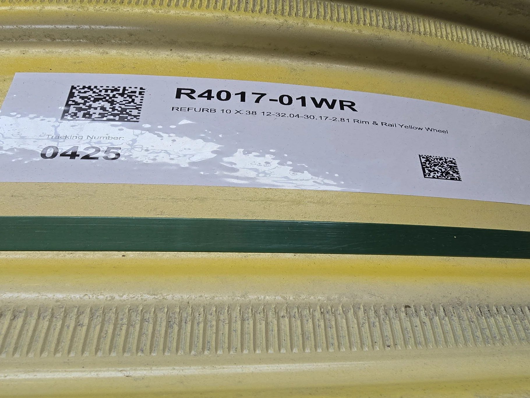 10 X 38 12-32.04-30.17-2.81 Rim & Rail Yellow Wheel RECONDITIONED image 3