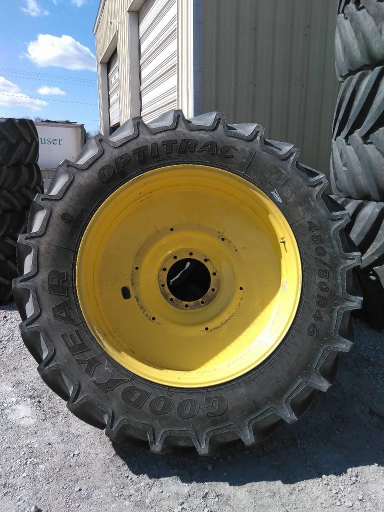 Used 480/80R46 158D Goodyear Optitrac TL R-1W 90-95% On 16 x 46 (10-13.19-11.07) John Deere Dual