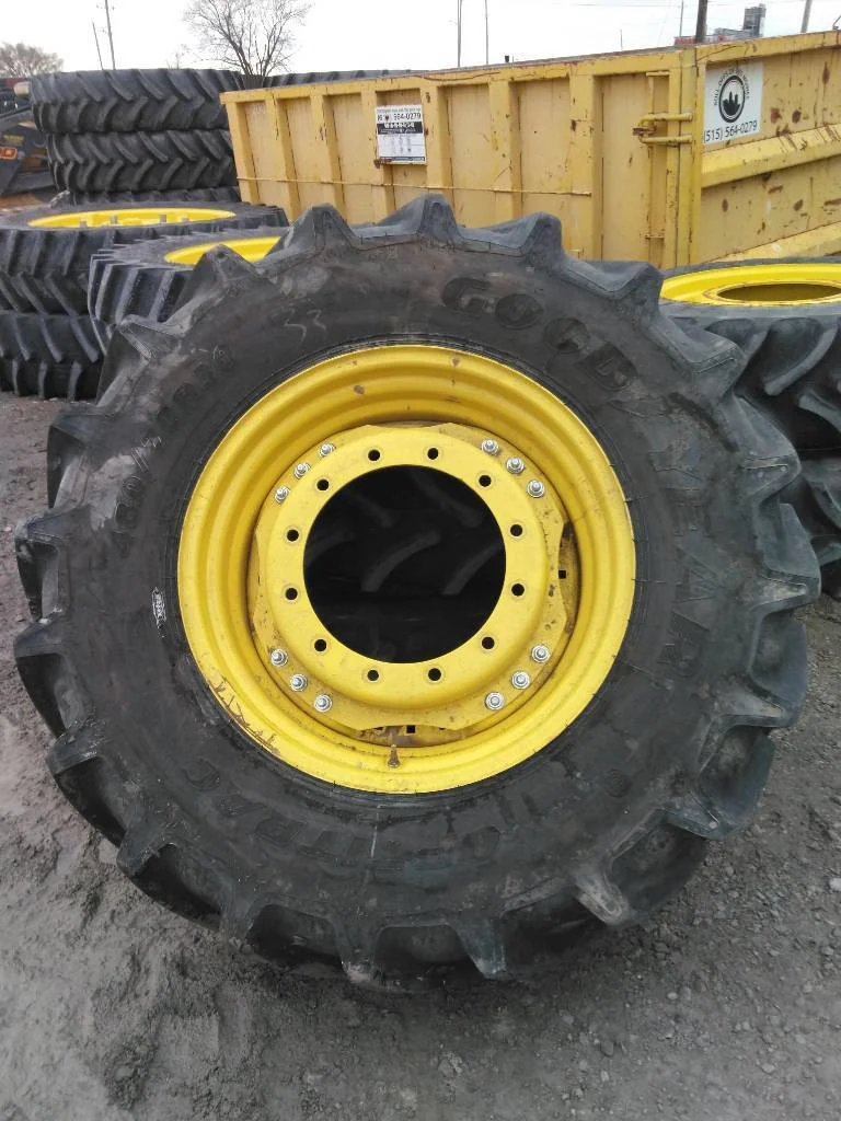 Used 480/70R30 152D Goodyear Optitrac TL R-1W 90-95% On 13 x 30 (12-16.732-14.620) Waffle 3 Bolt