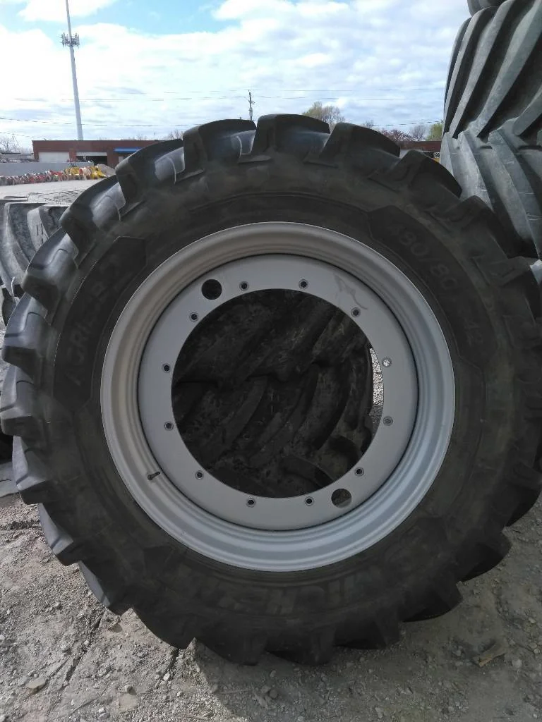 Used 480/80R42 156A8 Michelin Agribib 2 TL R-1W 85-90% On 16 x 42 12-320375-28.440) Agco R&R Wheel