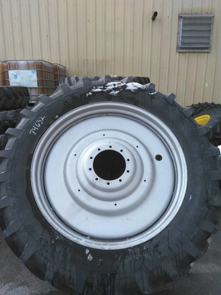 Used 480/80R50 159A8 Michelin Agribib TL R-1W 90-95% On 15 x 50 10-13.19-11.07 Dual Silver Wheel