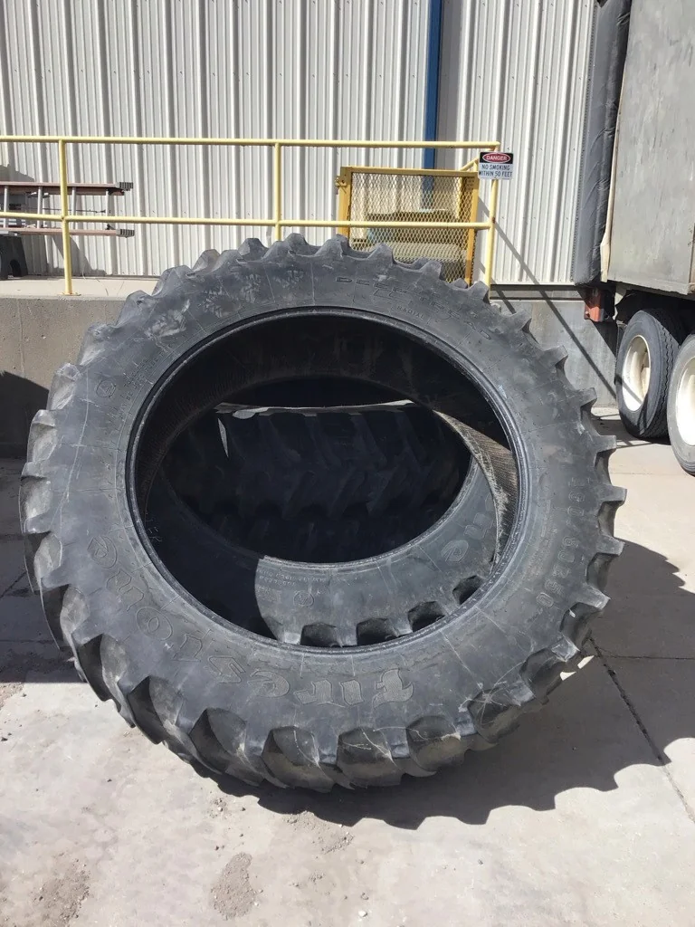Used 480/80R50 159A8 Firestone Deep Tread TL R-1W 55-60% (Uneven Tread, One Has a Lug Cut)